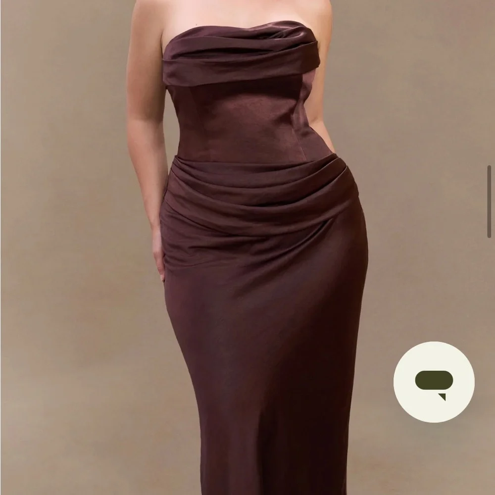 Meshki Chocolate Jasmine Strapless Gown - Picture 2 of 16